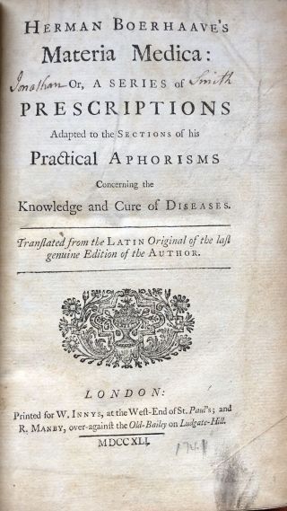 Herman Boerhaave ' s Material Medica or Series of Prescriptions adopted 1741 2