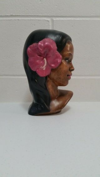 Vintage Hawaiian Hula Girl Bust Ceramic Statue