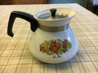 Vintage Corning Ware Spice Of Life " Le The " 6 Cup Tea Kettle Pot & Lid P - 104
