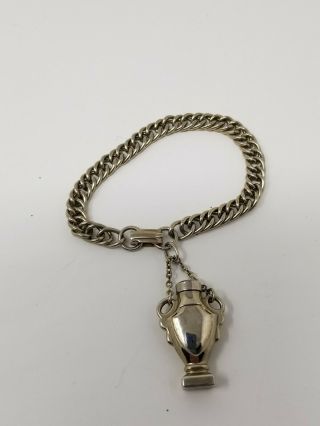 Vintage Miniature Perfume Bottle Charm Bracelet Silver Tone