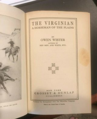 THE VIRGINIAN VTG NOVEL 1911 BY OWEN WISTER 3