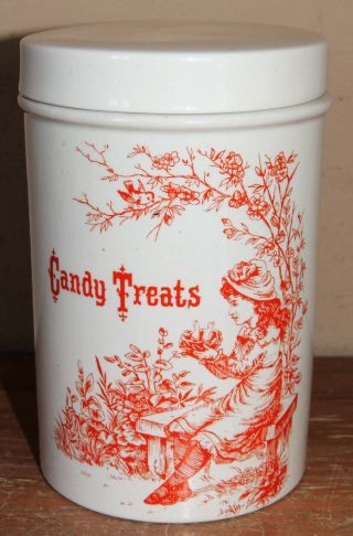 Vintage Royal Crownford Made In England Candy Treats Jar Canister Lid Ironstone