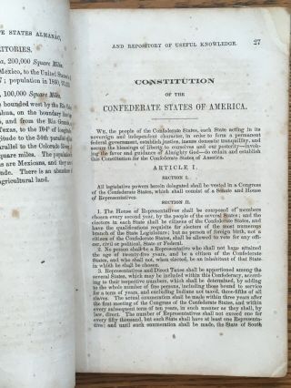 H C Clarke / Confederate States Almanac and Repository of Useful Knowledge 1st 5