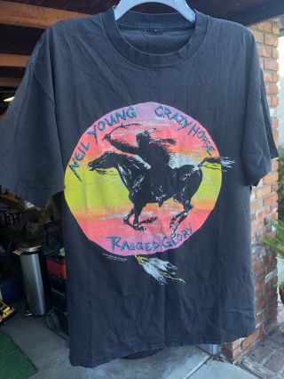 Vintage Neil Young Crazy Horse Ragged Glory 1991 Tour Shirt Size Xl