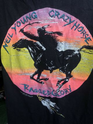 VINTAGE Neil Young Crazy Horse Ragged Glory 1991 Tour Shirt Size XL 2