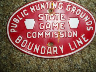 Pa Pennsylvania Game Commission Public Hunting Grounds Boundary Line Tin Sign