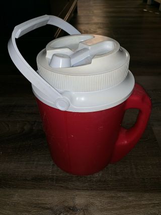 Rubbermaid Vtg 1 - Gallon Plastic Water Jug Cooler Red Two Handle Gott 1524 (c)