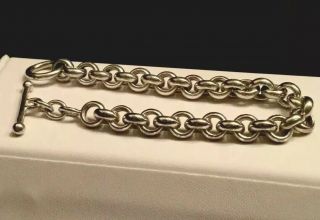 VTG Italy 925 Sterling Silver Large Rolo Chain Link Toggle Bracelet 7.  5” (16.  9g) 2