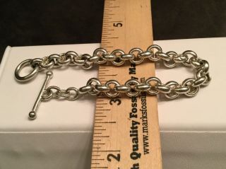 VTG Italy 925 Sterling Silver Large Rolo Chain Link Toggle Bracelet 7.  5” (16.  9g) 4