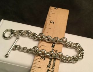 VTG Italy 925 Sterling Silver Large Rolo Chain Link Toggle Bracelet 7.  5” (16.  9g) 5