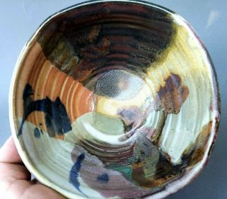 Vintage Signed American Studio Art Pottery Bowl Great Glaze 2