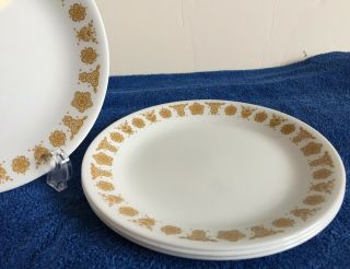 8 Vintage Corelle By Corning - - Golden Butterfly - - Luncheon Plates - - 8 1/2 