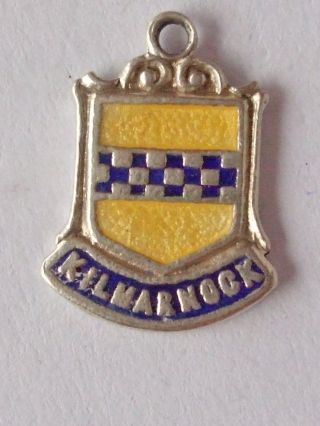 Kilmarnock,  Scotland Vintage Silver Enamel Shield Travel Charm