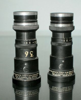 Two Eymax Type - V 6 Inch 4.  5 Eyemo Bell & Howell Lenses