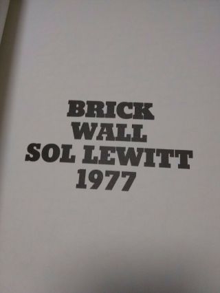 SOL LEWITT - BRICK WALL 1977 - TANGLEWOOD PRESS FIRST PRINTING 3