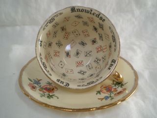 Vintage Meakin Royal Marigold Cup Of Knowledge Fortune Telling Tea Cup & Saucer