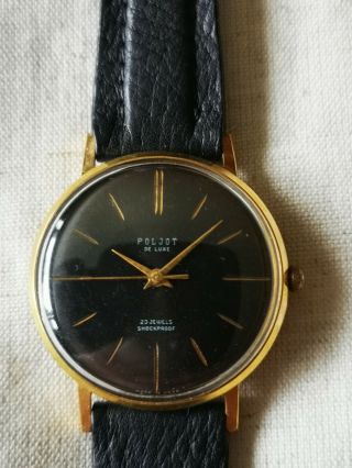 Poljot De Luxe Ultra Slim Gold Pl.  Vintage Russian - Ussr Made Watch,  23j,  