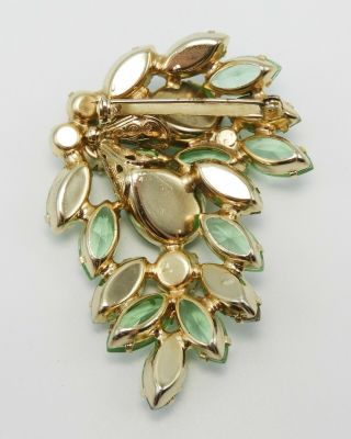 Vintage Green Rhinestone and Moon Glow Stone Brooch and Earring Set 5