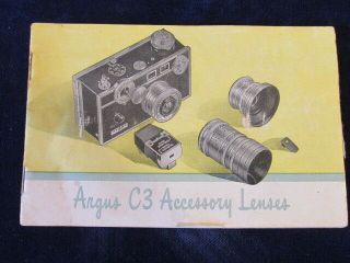 Vintage 1955 Argus C3 Camera Accessory Lens Booklet Q556