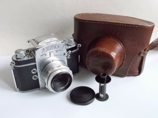 Ihagee Exakta Exa German 35mm Slr Camera With Tessar Lens Old Design,  Case