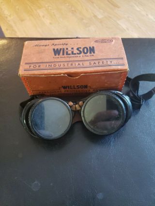 Vintage Willson Welding Goggles With Box
