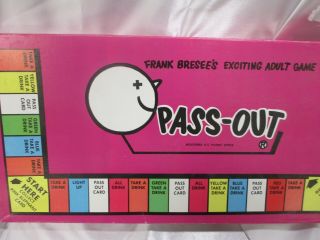 Vintage Pass - Out Adult Drinking Board Game 1988 Frank Bresee 