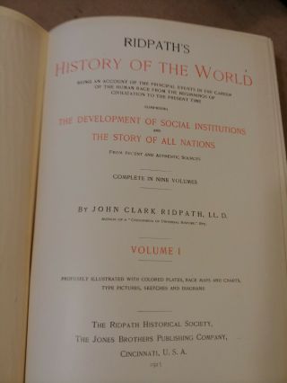 HISTORY OF THE WORLD RIDPATH 1923 3 VOLUMES 1,  3,  8 4