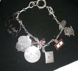 Vintage Sterling Silver Charm Bracelet with 9 Charms 2