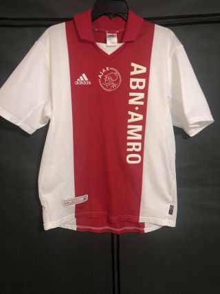Vintage 1998 Afc Ajax Amsterdam Adidas Soccer Jersey Size Medium M Red White