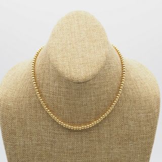 Vintage Designer Signed Ralph Lauren Gold Tone Ball Bead Fashion Necklace