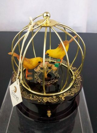 Vtg Schmid Mechanical Music Box Bird Cage Singing Moves Decor Japan Cute