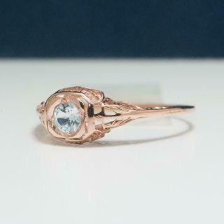Lovely Vintage.  25ct Aquamarine 14k Rose Gold Sterling Filigree Ring 2