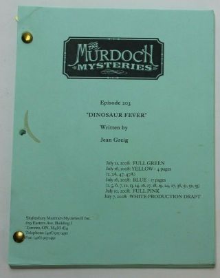 Murdoch Mysteries / Jean Greig,  2008 Tv Script " Dinosaur Fever " Yannick Bisson