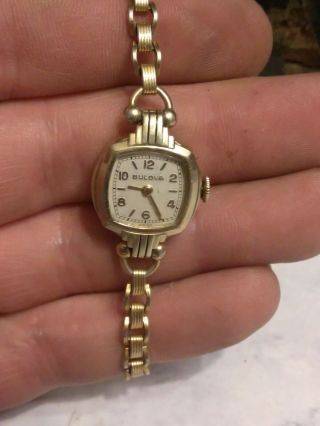 Vintage Classy 10k Gold Rolled Plate Bulova Ladies Womens Watch Band