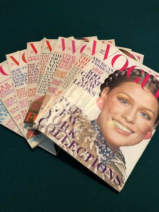 9 Vintage 1970 Vogue Magazines Lauren Hutton
