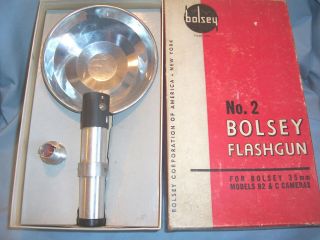 Bolsey No.  2 Flashgun 35mm B2 & C Camera Flash Attachment,  Bulb Adapter & Box