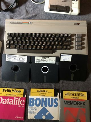 Commodore 64 Computer W/ 1541 Floppy Drive,  Datacasette,  Modem,  Software & Cords 2