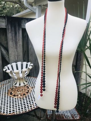 Vintage KENNETH JAY LANE Black & Faux Amber Beaded Lariat Necklace NWT Flapper 5