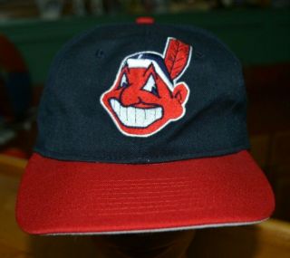 Vtg Cleveland Indians Retro Chief Wahoo Snapback Baseball Hat Cap Mlb