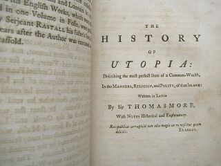 1758 Sir Thomas More UTOPIA Early Science Fiction Utopian Society FULL LEATHER 7
