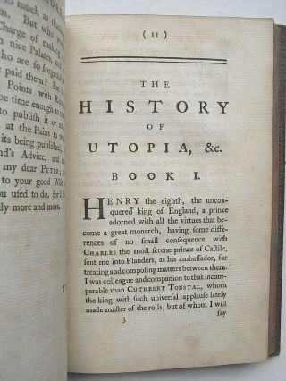1758 Sir Thomas More UTOPIA Early Science Fiction Utopian Society FULL LEATHER 8