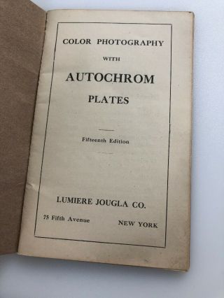Autochrome Plates EARLY COLOR PHOTOGRAPHY Instruction Booklet Diascope Taxiphote 3