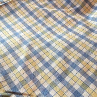 Vintage King Waverly Blue Yellow Plaid Check Bed Skirt Bedskirt Cotton 15 " Drop