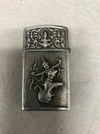 Vintage Sterling Silver Lighter with three headed elephant 2