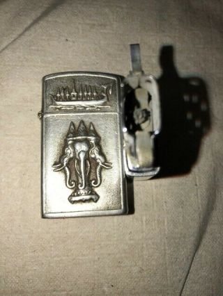 Vintage Sterling Silver Lighter with three headed elephant 4