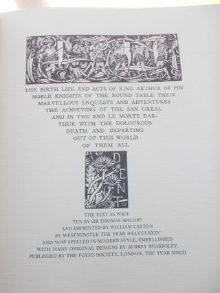 Sir Thomas Malory - Morte D ' Arthur - Beardsley - Folio Society 2003 Ltd Edition 4