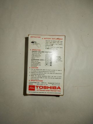 Vintage Toshiba Pocket Radio - RP - 84 with Card 4