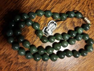 Vintage Green Jade Bead Necklace Art Deco Knotted Hobe Orig.  Label