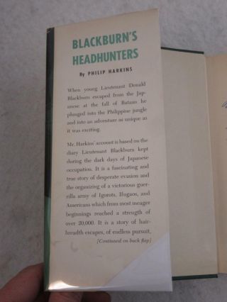 SIGNED BY BLACKBURN Philip Harkins BLACKBURN ' S HEADHUNTERS 1955 W.  W.  Norton 1st 3
