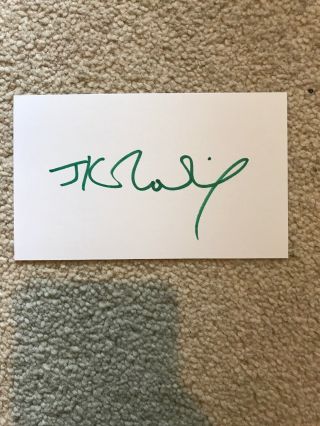 Harry Potter Index Card Signed Autograph By J.  K.  Rowling In Person